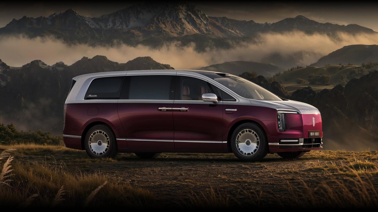 Maextro V800 – boční profil luxusního MPV značky Maextro (HIMA, Huawei). Foto: Maextro / HIMA (hima.auto)