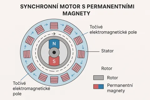 Ilustrace PMSM - Permanent Magnet Synchronous Motor