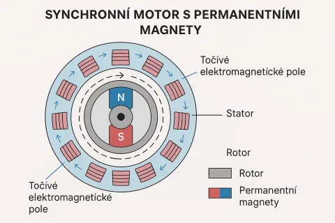 Ilustrace PMSM - Permanent Magnet Synchronous Motor