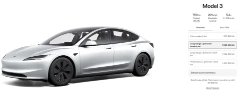 Tesla Model 3 s dojezdem 750 km za přibližně 1 milion Kč | zdroj: Tesla.com