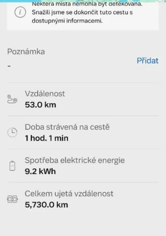 Statistika z vozu Volvo