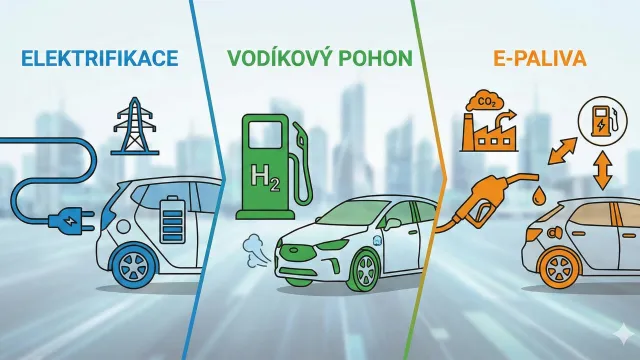 Elektrifikace - vodíkový pohon - e-paliva