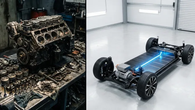 Spalovací motor vs elektromobil | ilustrační foto