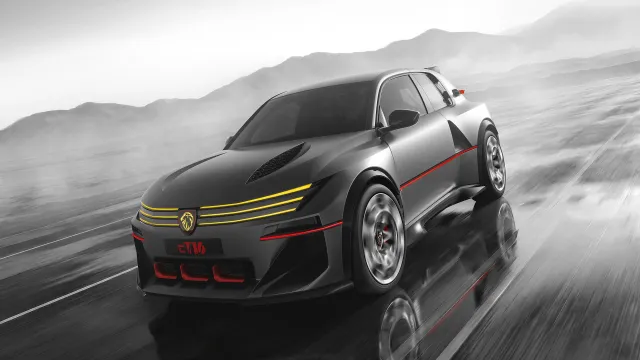 Peugeot E-T16 Concept, čelní třičtvrtě: studie, ze které Peugeot odvozuje budoucí podobu modelu E-208. Zdroj: Peugeot / Stellantis Media