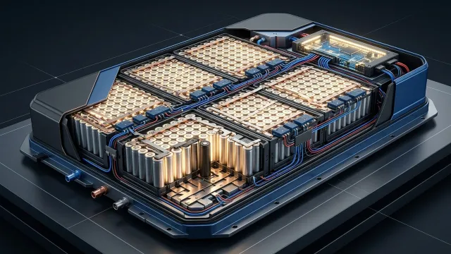 Rekonfigurovatelný bateriový pack: řídicí elektronika umí obejít slabý článek | AI ilustrace